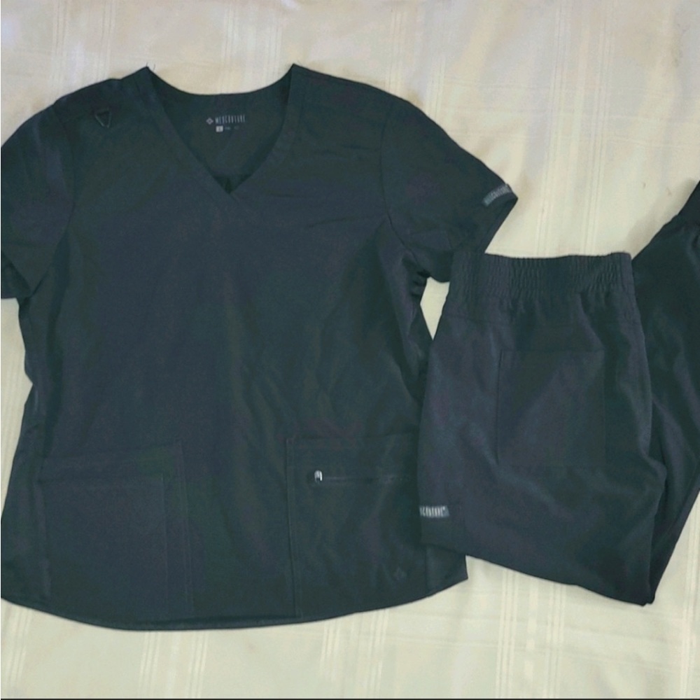 Med Coutour Jogger Scrub Set Charcoal Large
